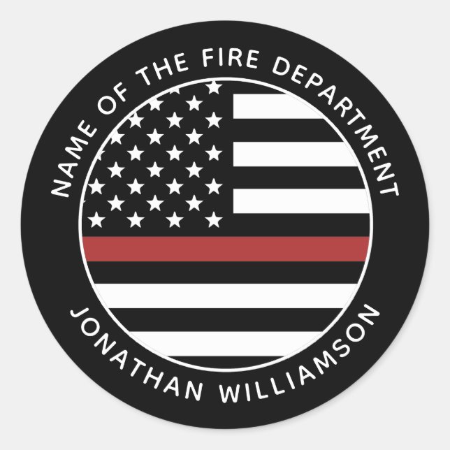 Personalisierter Firefighter Thin Red Line USA-Fla Runder Aufkleber (Vorderseite)