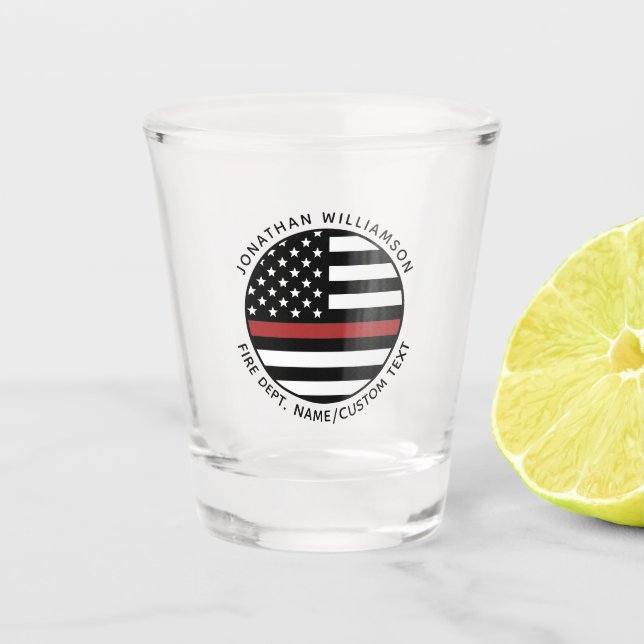 Personalisierter Firefighter Thin Red Line USA-Fla Schnapsglas (Vorderseite)