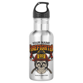 Personalisierter Fireman Skull Helm AX Firefighter Edelstahlflasche
