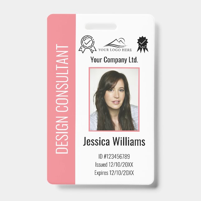 Personalisierter Firmenmitarbeiter Pink-ID Ausweis (Vorderseite)