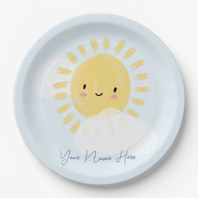 Personalisierter First Birthday Baby Shower Sunshi Pappteller (Vorderseite)
