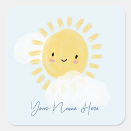Personalisierter First Birthday Baby Shower Sunshi Quadratischer Aufkleber