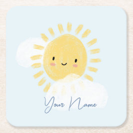Personalisierter First Birthday Baby Shower Sunshi Rechteckiger Pappuntersetzer