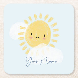 Personalisierter First Birthday Baby Shower Sunshi Rechteckiger Pappuntersetzer