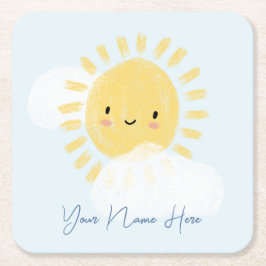 Personalisierter First Birthday Baby Shower Sunshi Rechteckiger Pappuntersetzer