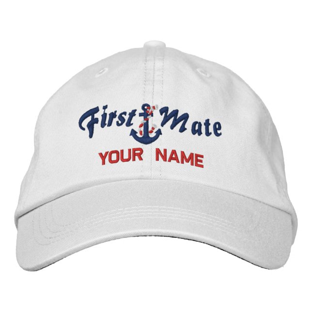 Personalisierter First Mate Rope Ankerpunkt Ihr Na Bestickte Baseballkappe (Vorderseite)