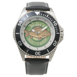 Personalisierter Fisch und Kackelladen Angelfänger Armbanduhr