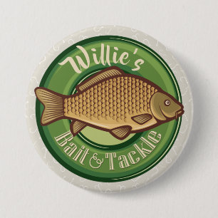 Personalisierter Fisch und Kackelladen Angelfänger Button