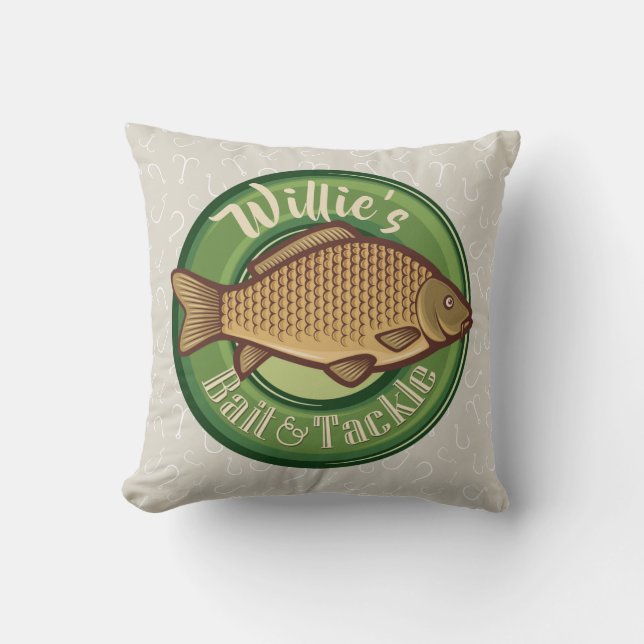 Personalisierter Fisch und Kackelladen Angelfänger Kissen (Vorderseite)