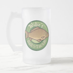 Personalisierter Fisch und Kackelladen Angelfänger Mattglas Bierglas