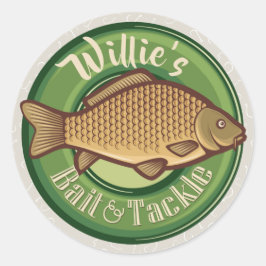 Personalisierter Fisch und Kackelladen Angelfänger Runder Aufkleber