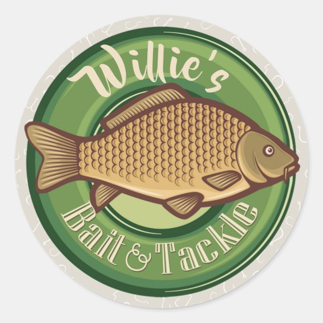 Personalisierter Fisch und Kackelladen Angelfänger Runder Aufkleber (Vorderseite)