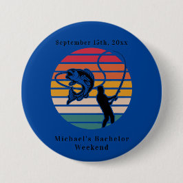 Personalisierter Fischfang Bachelor Weekend Button