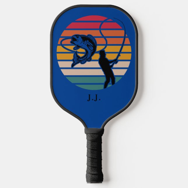 Personalisierter Fischfang Bachelor Weekend Pickleball Schläger (Vorderseite)