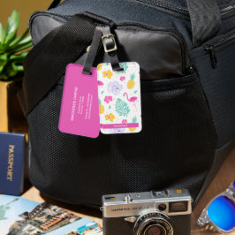 Personalisierter Flamingo & Ananas Sommer Gepäckanhänger