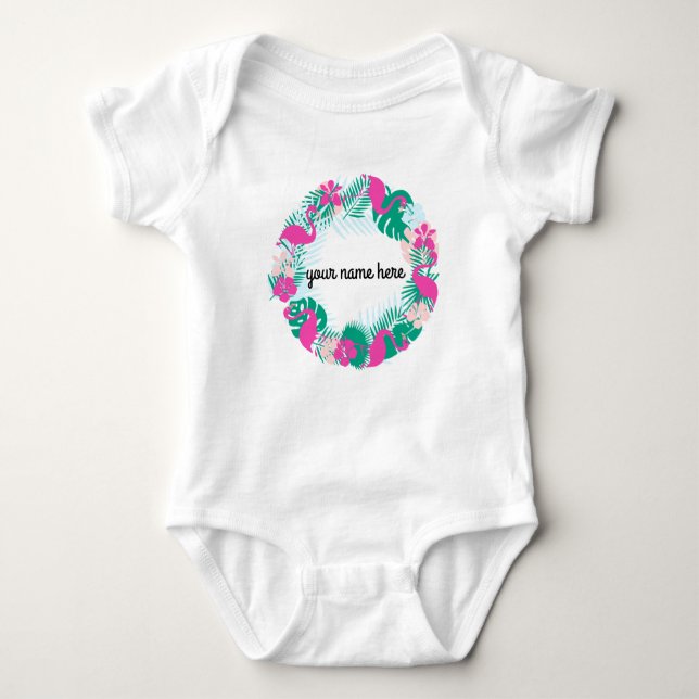Personalisierter Flamingo Baby Bodysuit Strampler (Vorderseite)