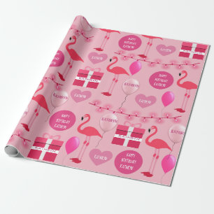 Personalisierter Flamingo-Geburtstag Geschenkpapier