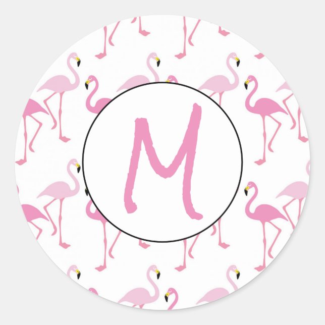 Personalisierter Flamingo-Hintergrund Runder Aufkleber (Vorderseite)