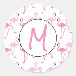 Personalisierter Flamingo-Hintergrund Runder Aufkleber