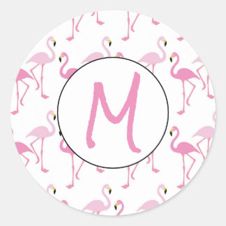 Personalisierter Flamingo-Hintergrund Runder Aufkleber