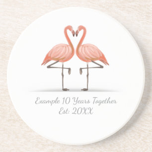 Personalisierter Flamingo X Jahre Zusammen Jubiläu Getränkeuntersetzer