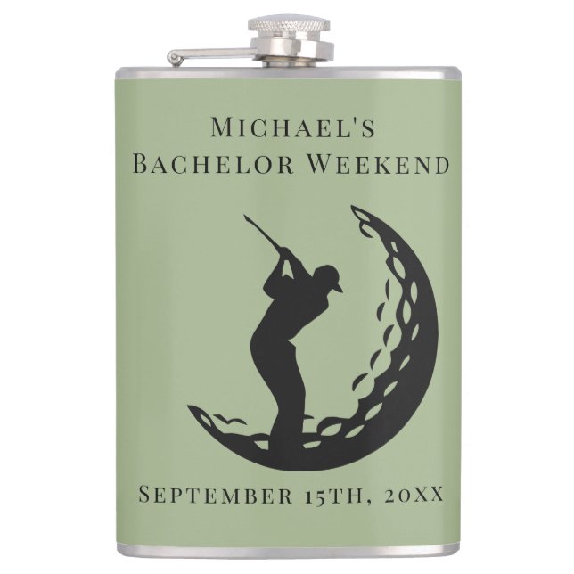 Personalisierter Flasche | Bachelor Golf Weekend Flachmann (Vorderseite)