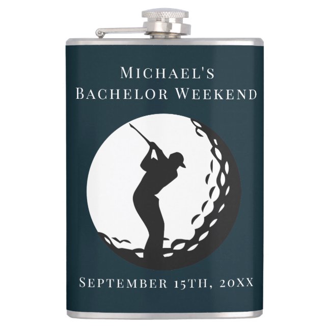 Personalisierter Flasche | Bachelor Golf Weekend Flachmann (Vorderseite)