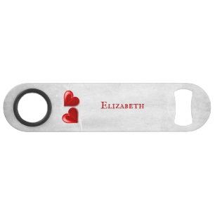 Personalisierter Flaschenöffner mit rotem Herzen