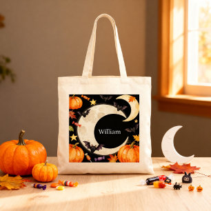 Personalisierter Fledermaus-Halloween-Kinder-Trick Tragetasche