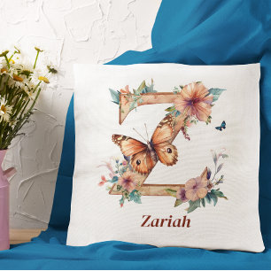 Personalisierter Floral Butterfly Letter Z Monogra Kissen