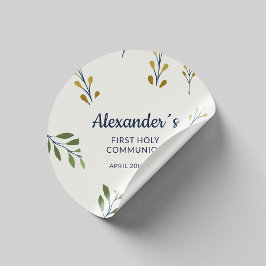 Personalisierter Floral First Communityaufkleber Runder Aufkleber