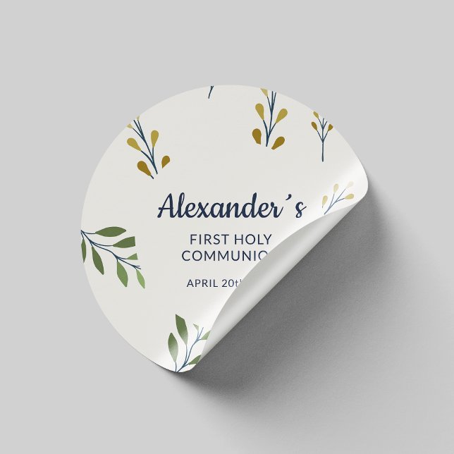Personalisierter Floral First Communityaufkleber Runder Aufkleber (Von Creator hochgeladen)