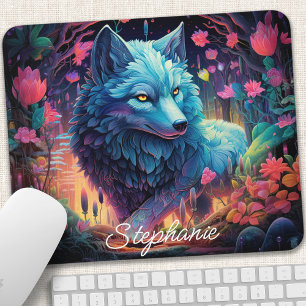 Personalisierter Floral-Mystischer Wolf Mousepad