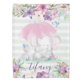 Personalisierter floraler Elefant-Individuelle Nam