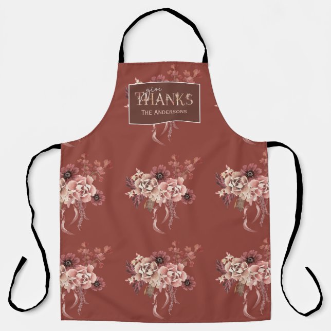 Personalisierter floraler Erntedank Schürze (Vorderseite)