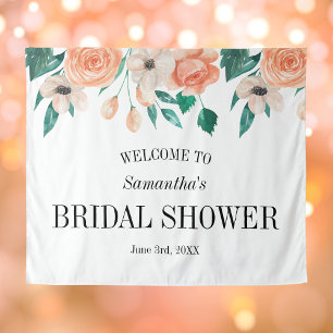 Personalisierter floraler Hintergrund für Pfirsich Wandteppich