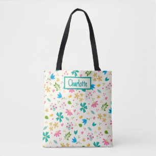 Personalisierter floraler Individuelle Name Tasche