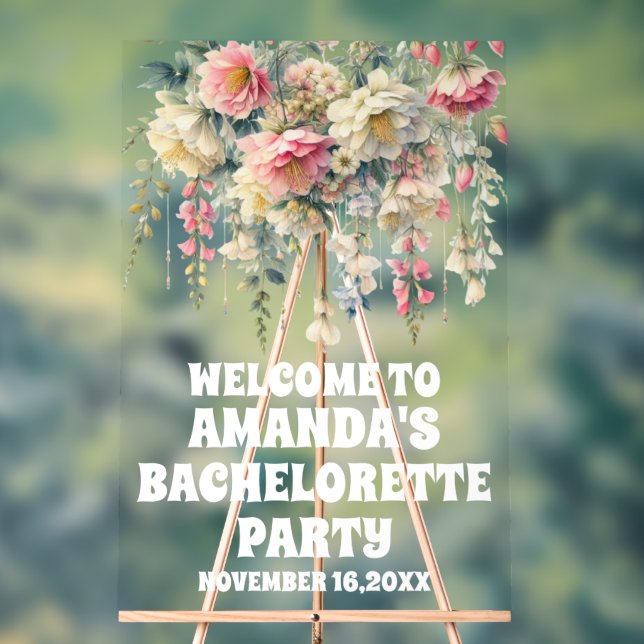 Personalisierter floraler Junggeselinnen-Abschied  Acrylschild (Neutral)