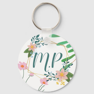 Personalisierter floraler Schlüsselanhänger