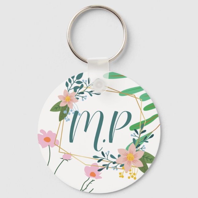 Personalisierter floraler Schlüsselanhänger (Vorderseite)