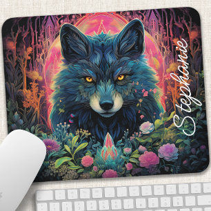 Personalisierter Floraler Waldwolf Mousepad