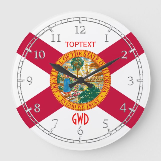 Personalisierter Florida-Staats-Flaggen-Entwurf an Große Wanduhr (Vorderseite)