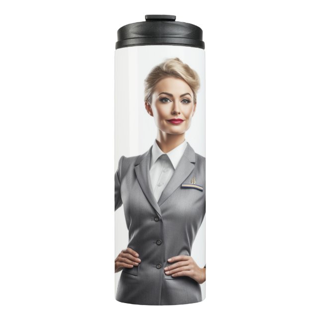 Personalisierter Flug Begleiter Kabine Crew Gesche Thermosbecher (Vorderseite)