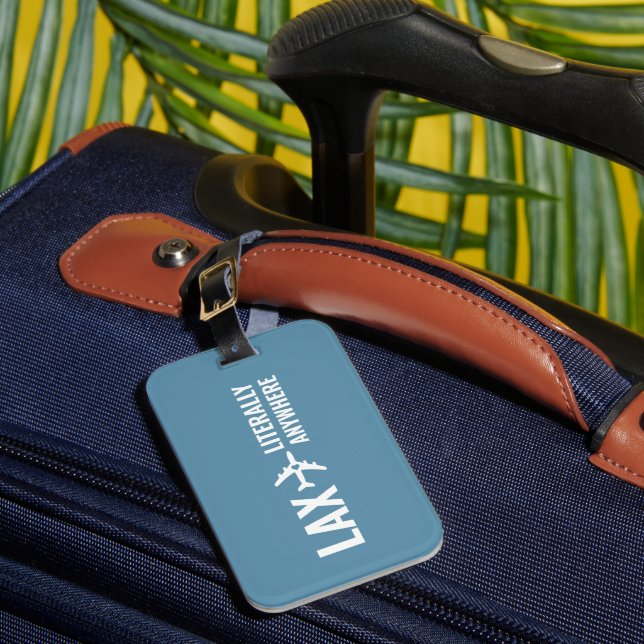 Personalisierter Flughafencode zu überall blau Gepäckanhänger (Vorderseite Insitu 1)