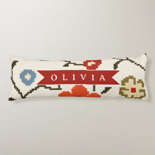 Personalisierter Folk Scandi Boho Vintage Floral Seitenschläferkissen