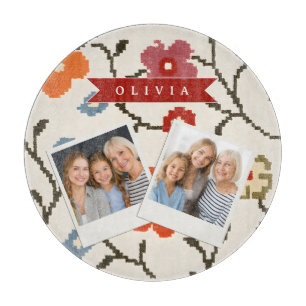 Personalisierter Folk Skandi Boho Vintage Blumenst Schneidebrett