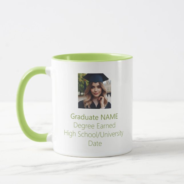 Personalisierter Foto Abschluss Lime Green Tasse (Links)