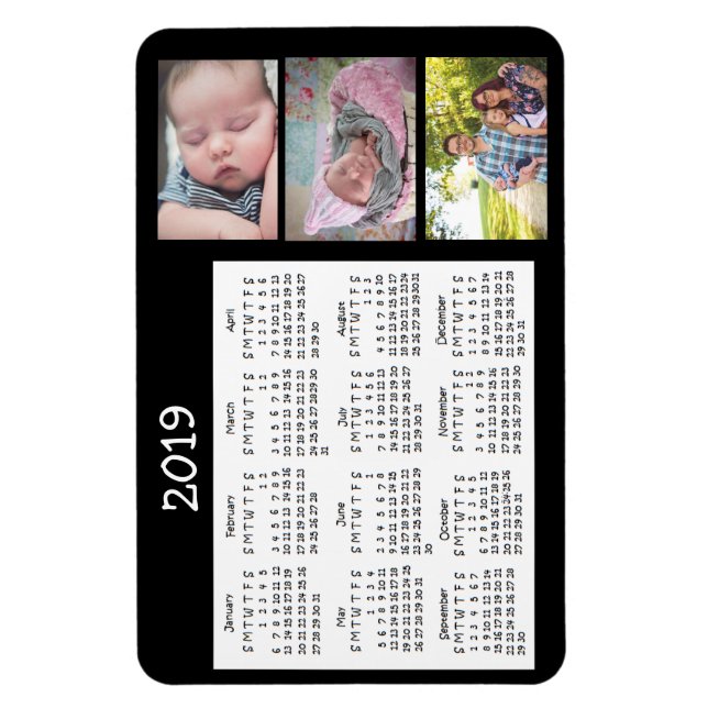 Personalisierter Foto Black Mini Magnet Kalender 2 (Vertikal)