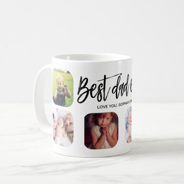 Personalisierter Foto Collage Vater Geschenk Vater Kaffeetasse (Vorderseite Links)