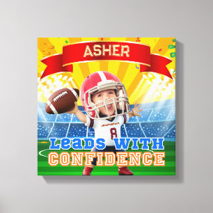 Personalisierter Foto-Fußball Roter Quarterback Leinwanddruck